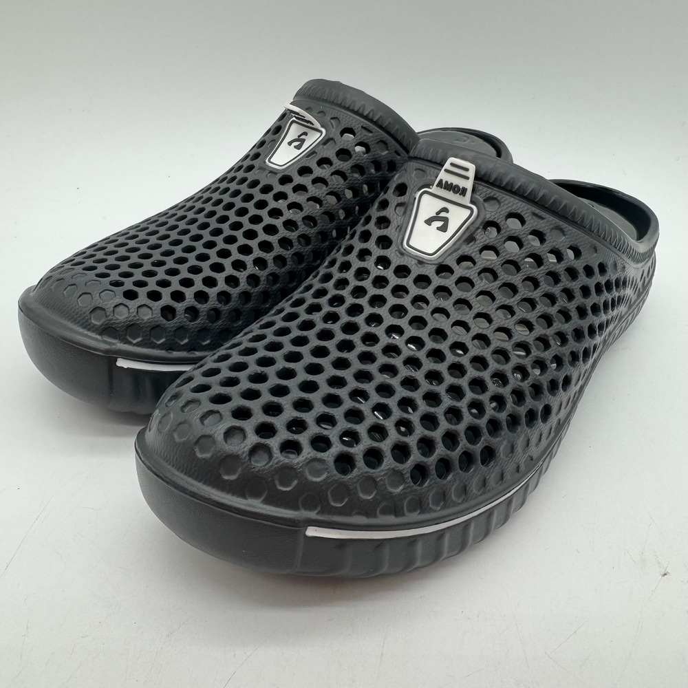Amoji Garden Clogs Charcoal Gray Perforated Size 9 Shoes Closed Toe Open Heel